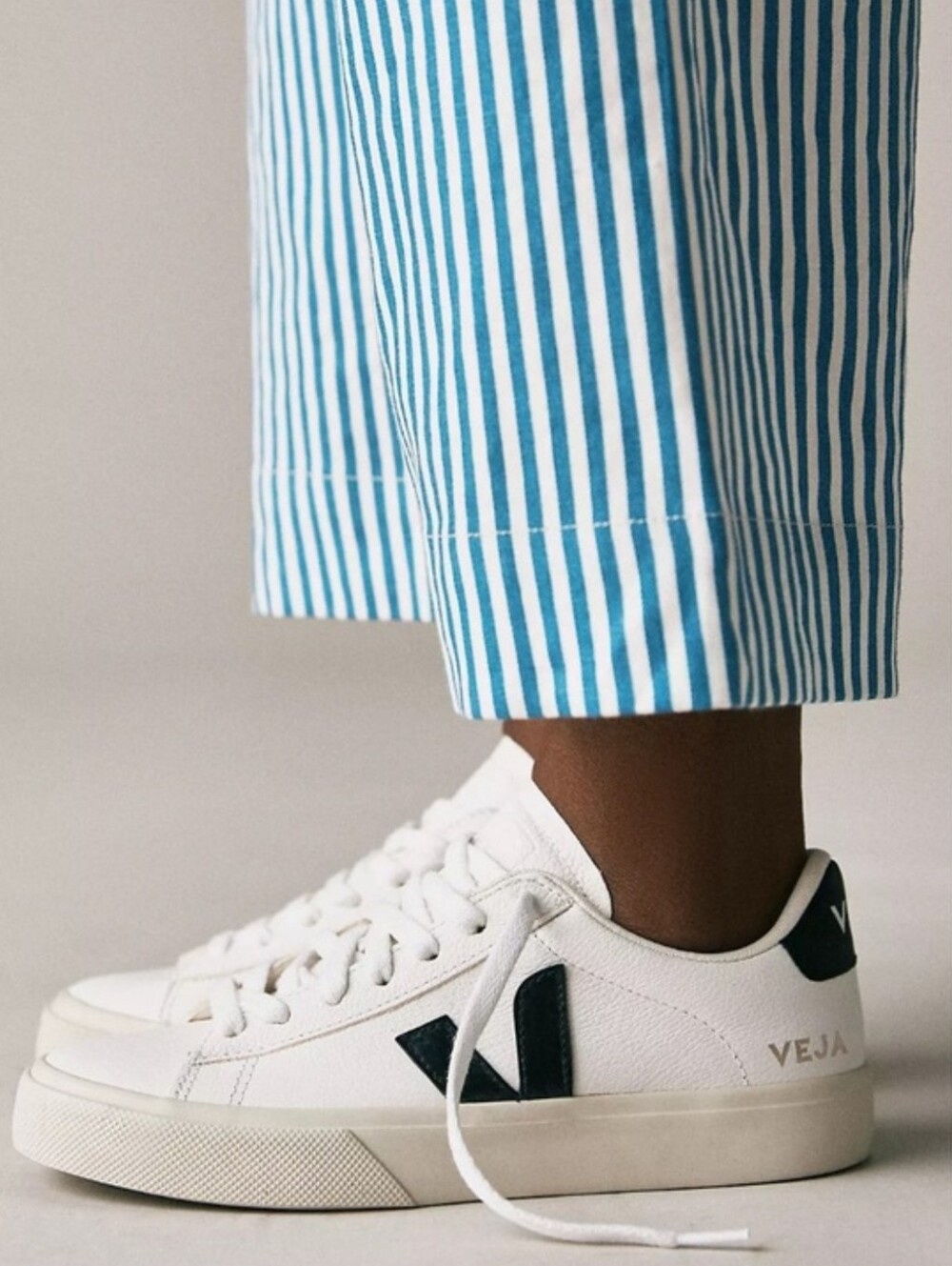 Veja Campo Leather Sneakers White Black Size 38 Womens US 7